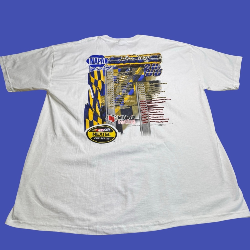 NAPA Racing 2006 T Shirt XL White NASCAR Nextel Cup Schedule 2 Sided Cotton